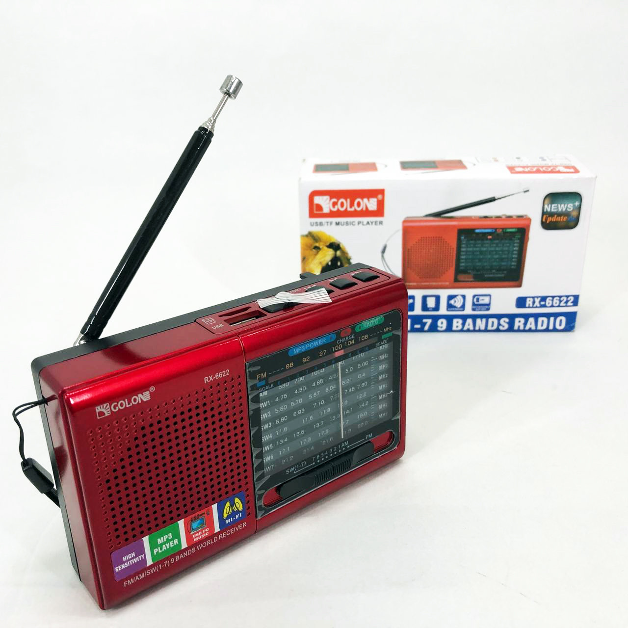 Портативна стовпчик радіо MP3 USB Golon RX-6622. Колір: червоний, фото 1