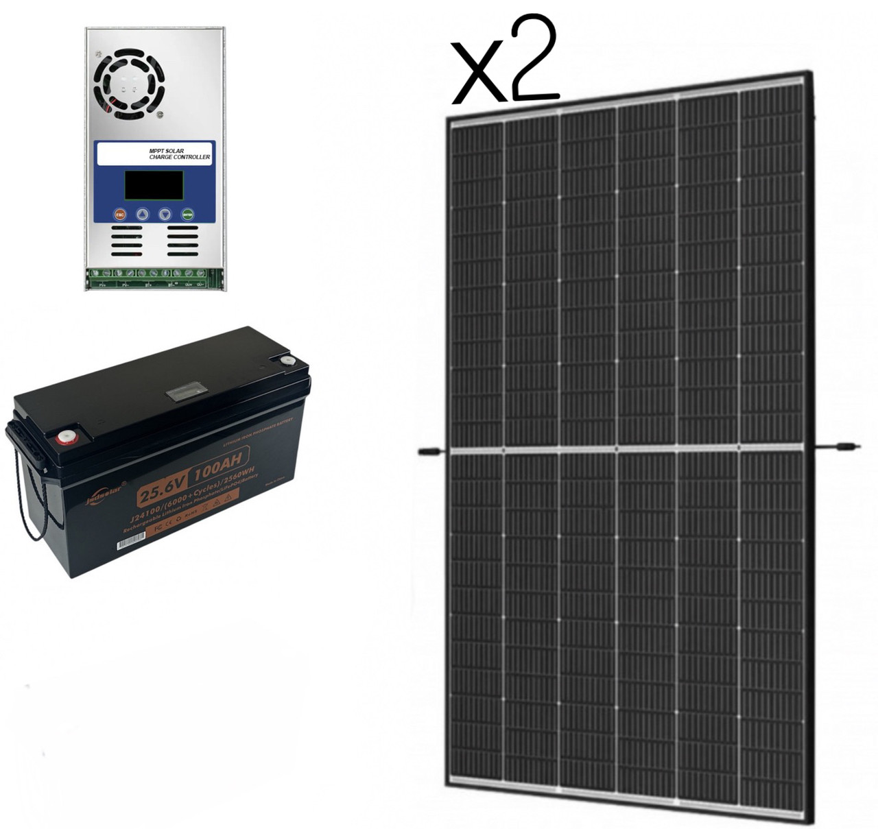 Комплект резервного живлення Led Story 2 сонячні панелі 445Вт+MPPT контролер 60А+ АКБ LiFePO4 24V 100Ah