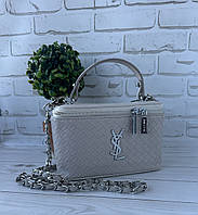 Жіноча стильна бежева сумочка крос-боді YSL