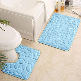 Набір 3D килимків для ванної та туалету з гумовим покриттям 2 шт Морське каміння