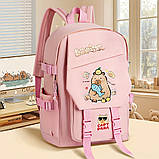 Рюкзак шкільний для дівчинки Капібара. Дитячий рюкзак ранець Capibara Рожевий, фото 3