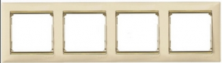 Рамка 4 поста слонова кістка/золотий штрих Legrand Valena 774154