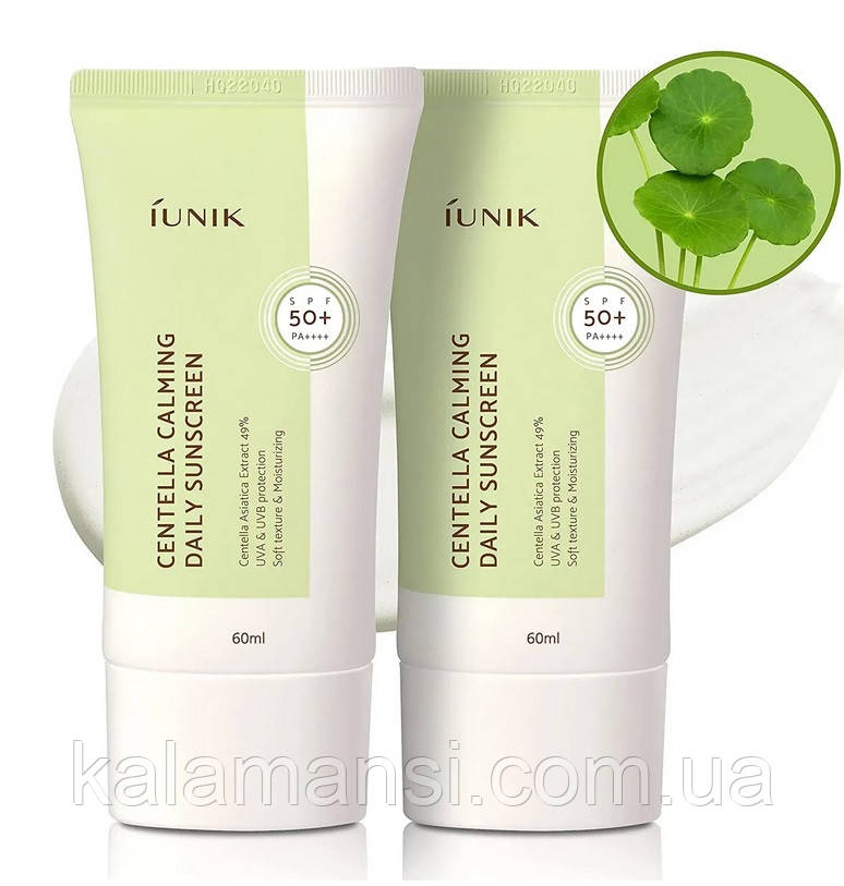 Сонцезахисний крем з екстрактом центели IUNIK Centella Calming Daily Moisture Suncreen Reef-Safe UVA UVB SPF 50+ PA++++ 60мл