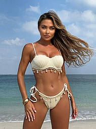 Купальник жіночий із чашкою та декором у формі черепашок — фабричний Китай, розміри S, M, L