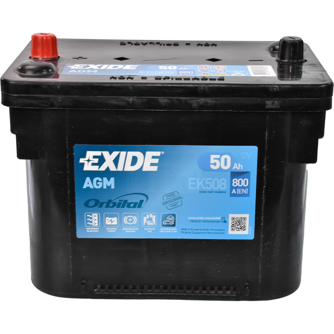 Автомобільний акумулятор EXIDE AGM 12В 50Ач 800А(EN) L+ EK508, фото 1