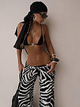 Пляжний комплект купальник і штани чорний чорно-білий, фото 3