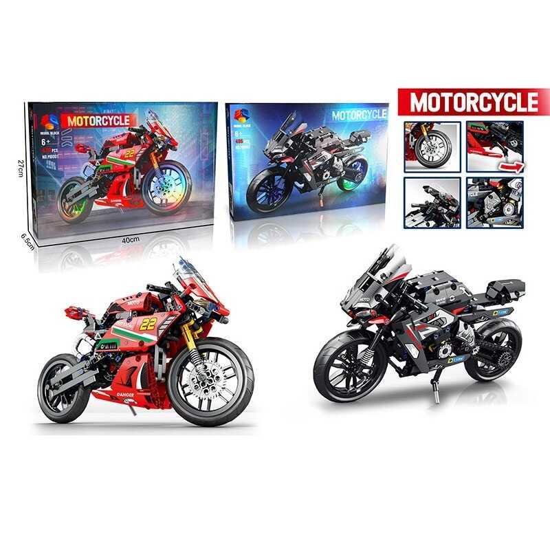 Конструктор 2 види, “Мотоцикл”, 470 елементів, гумові шини, в кор. /36/, фото 1