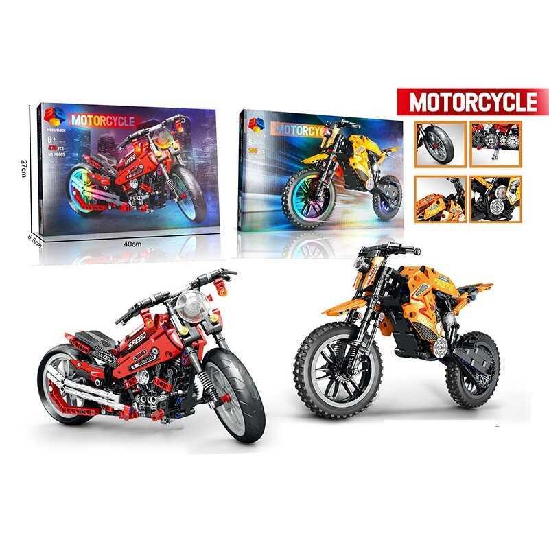 Конструктор 2 види, “Мотоцикл”, 506 елементів, гумові шини, в кор. /36/, фото 1