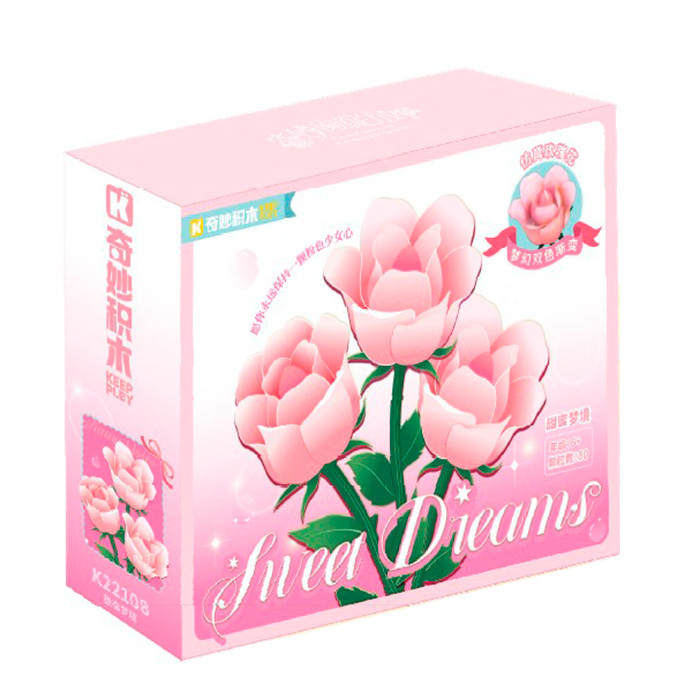 Конструктор квіти, троянди (рожеві), 93дет, в кор-ці, 22,5-18-6см /30/, фото 1