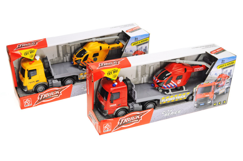 Автовоз з вертольотом інерційний, озвучений, зі світлом, 2кольори, в кор.42*10*20см /24/, фото 1