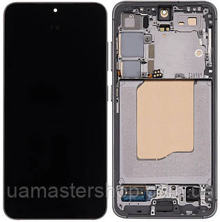 Дисплей модуль тачскрин Samsung S931 Galaxy S25 черный Amoled оригинал сервисная упаковка с рамкой Blue Black GH82-36329E