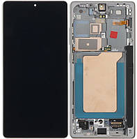 Дисплей модуль тачскрин Samsung S938 Galaxy S25 Ultra чорний Amoled оригінал сервісне паковання з рамкою сріблястого кольору