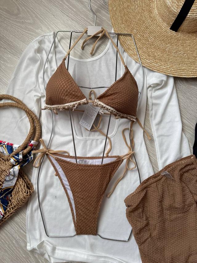 купальник сетка коричневый раздельный с ракушками