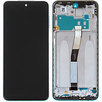 Дисплей Xiaomi Redmi Note 9S /Redmi Note 9 Pro /Redmi Note 9 Pro Max чорний, оригінал PRC, з рамкою блакитного кольору, Aurora
