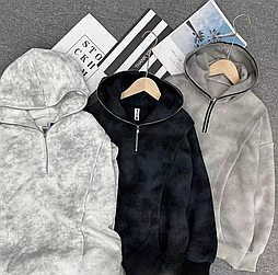 Модна кофта на замку з капюшоном у стилі вареняти чорного кольору в розмірах 150-180