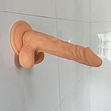 Тілесний фалоімітатор реаліст на присосці 17 см, Гнучкий фалос з мошонкою для вагіни, Інтимні іграшки, фото 5