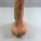 Тілесний фалоімітатор реаліст на присосці 17 см, Гнучкий фалос з мошонкою для вагіни, Інтимні іграшки, фото 4