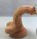 Тілесний фалоімітатор реаліст на присосці 17 см, Гнучкий фалос з мошонкою для вагіни, Інтимні іграшки, фото 7