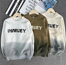 Стильний дитячий світшот унісекс у бежевому кольорі з написом в розмірі 170 і 180