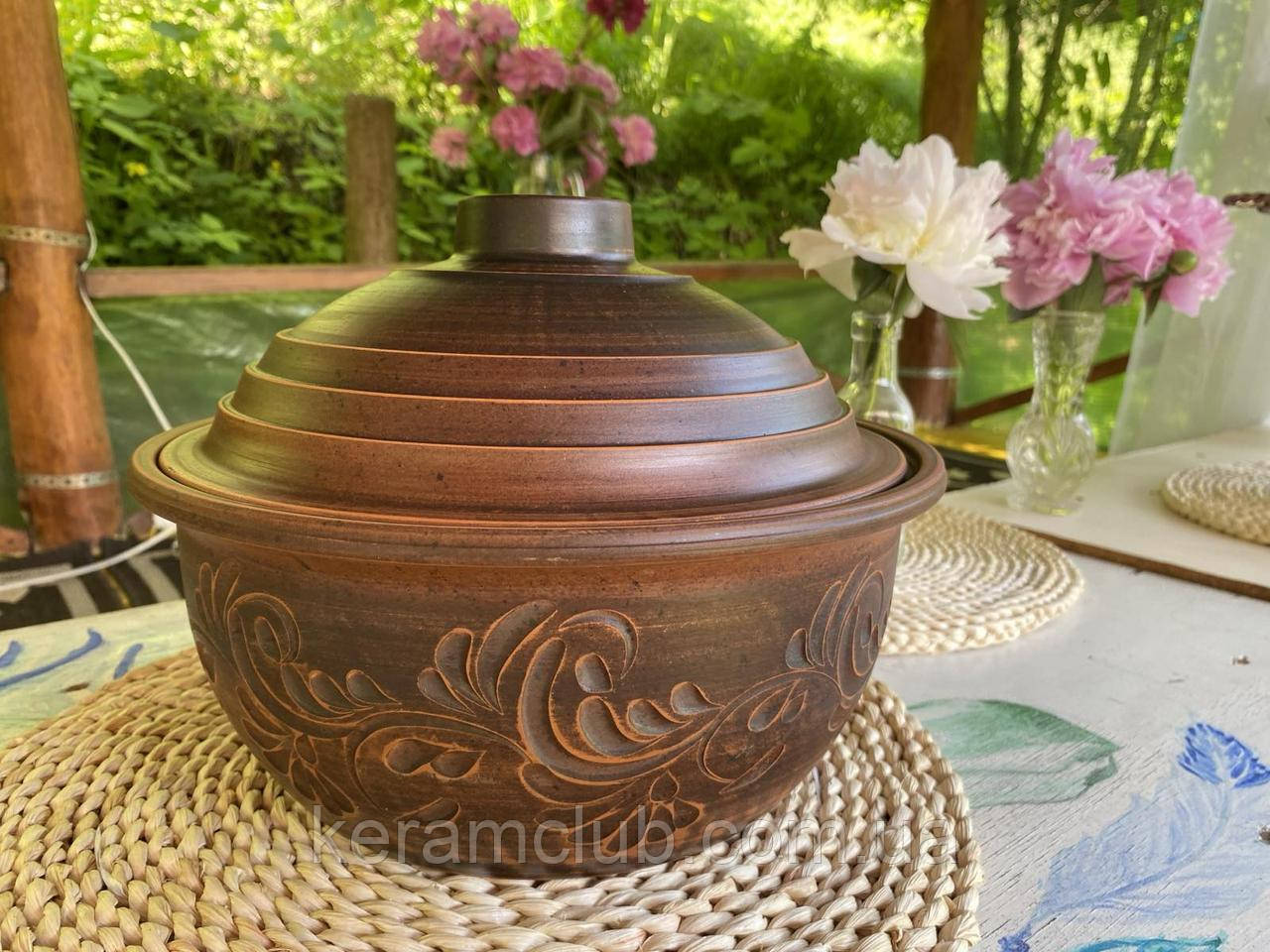 Великий керамічний горщик 4 л із орнаментом