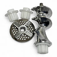 Ніж і решітка для м’ясорубки Zelmer №8 двосторонні + шнек і 3 муфти