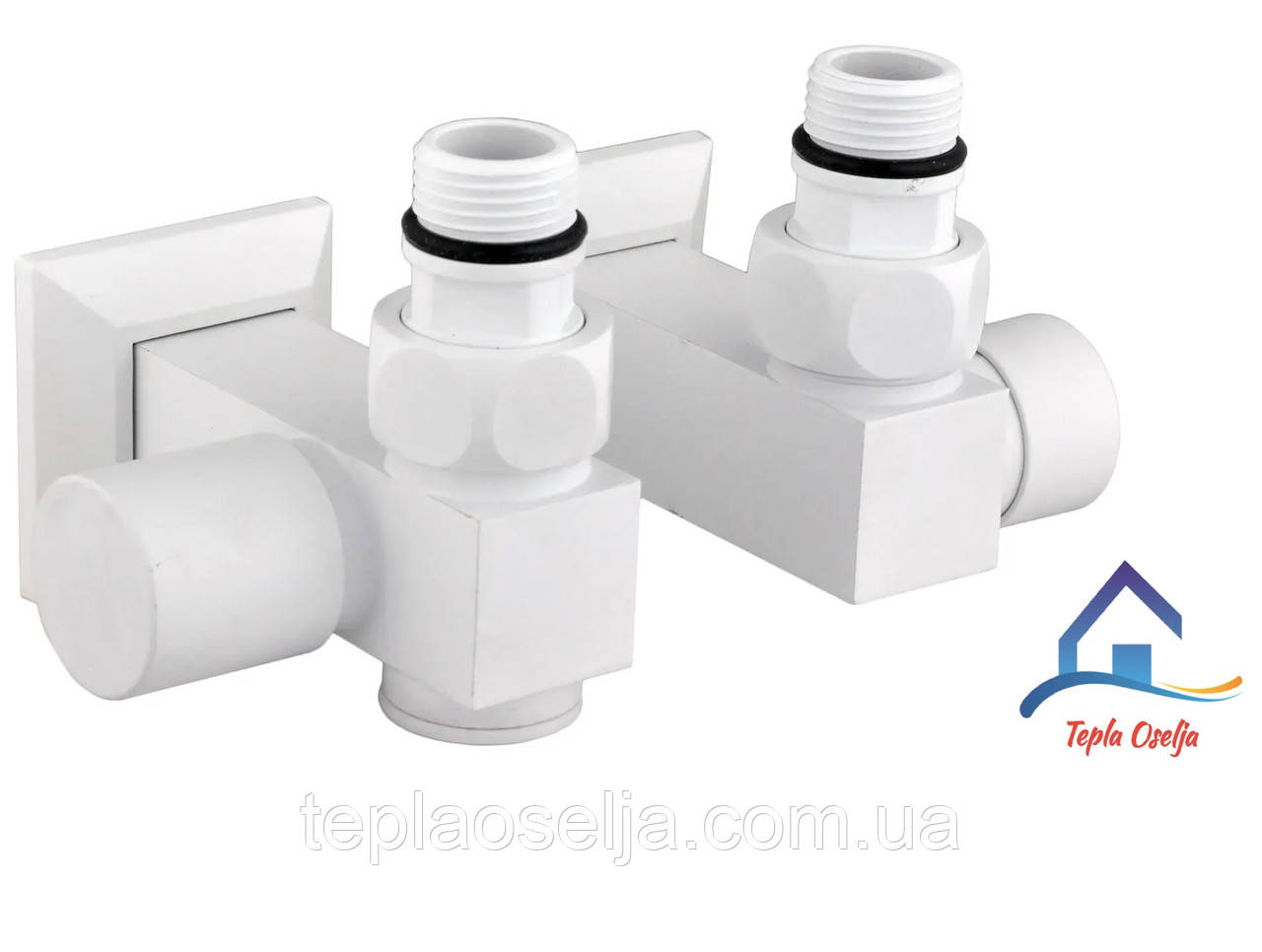 Набір Кран вентильний кутовий з американкою SOLOMON LUX 1/2″CUBE WHITE 8888_ТЕН (1уп), фото 1
