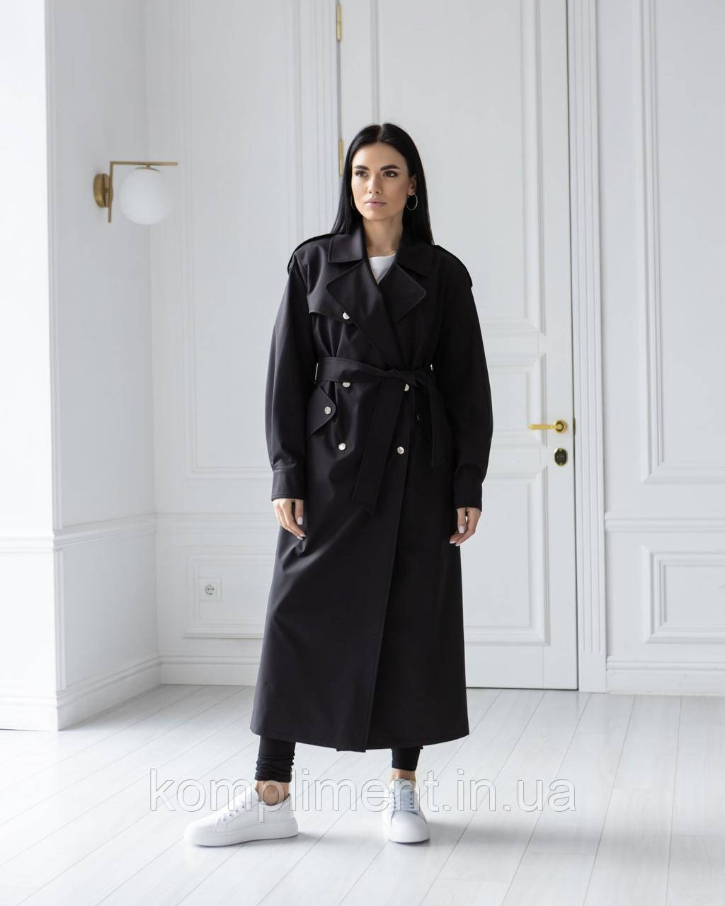 Модний молодіжний жіночий тренч "Барселона Максі", чорний, фото 1