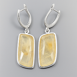 Волосатик Рутиловий кварц срібні сережки, 0352СР