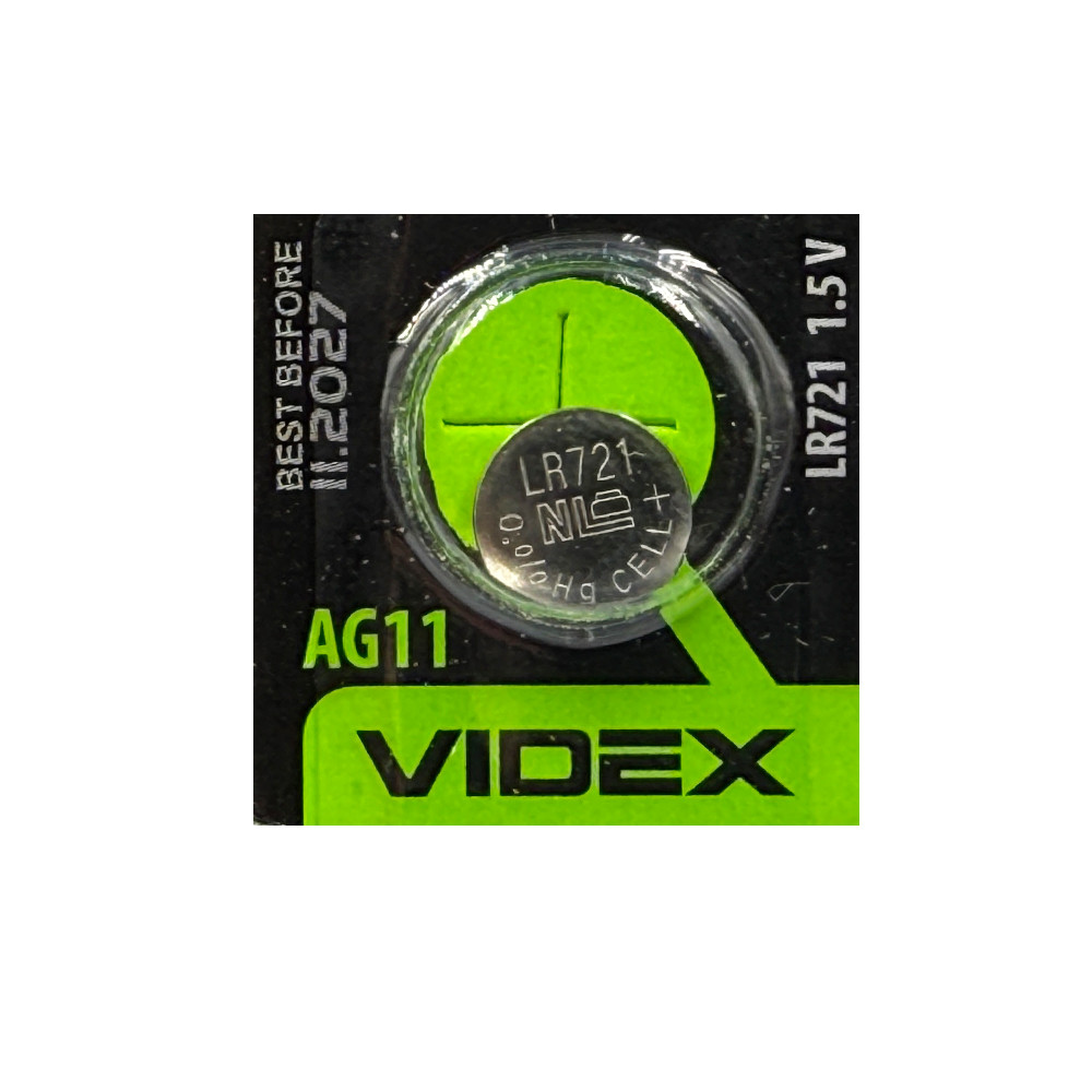 Годинникова батарейка LR 721 / 162 / AG11 Videx Alkaline (1.5v) 1шт., фото 1