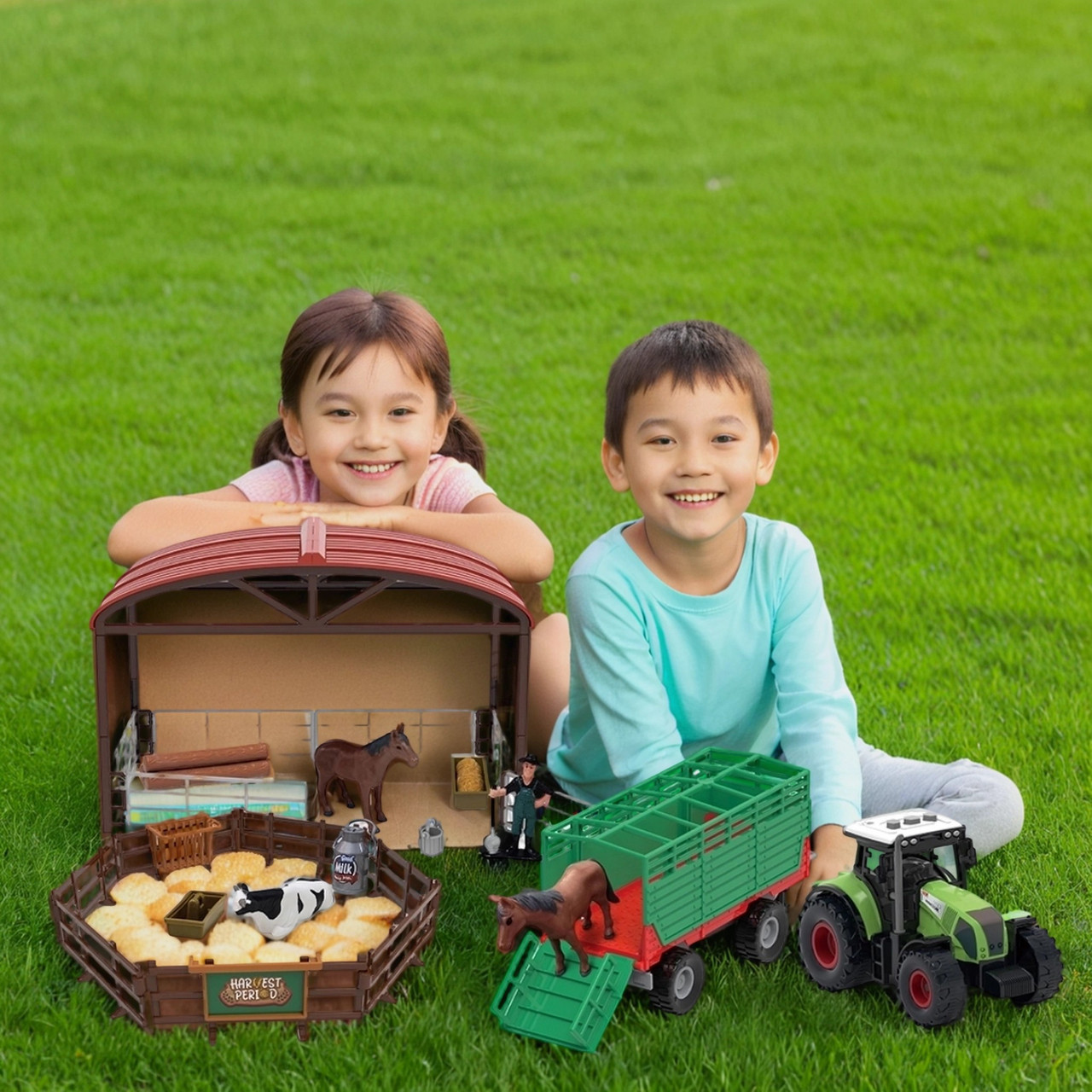 Дитяча інтерактивна ферма Ігровий набір фігурок тварин 37 елементів корова кінь техніка декор звук світло, фото 1