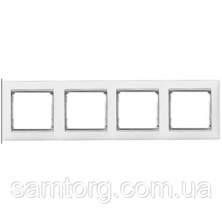 Рамка 4 поста білий/срібний штрих Legrand Valena 770494, фото 1