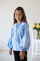 Лляна вишиванка для дівчаток (лен/віскоза)