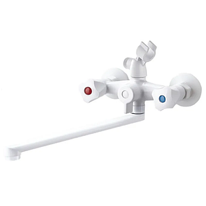 Змішувач для ванни PLAMIX OMEGA-140 EURO SET WHITE зі шлангом, лійкою та кронштейном (MX9579)