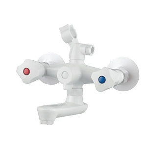 Змішувач для ванни PLAMIX OMEGA-142 EURO SET WHITE зі шлангом, лійкою та кронштейном (MX9699)