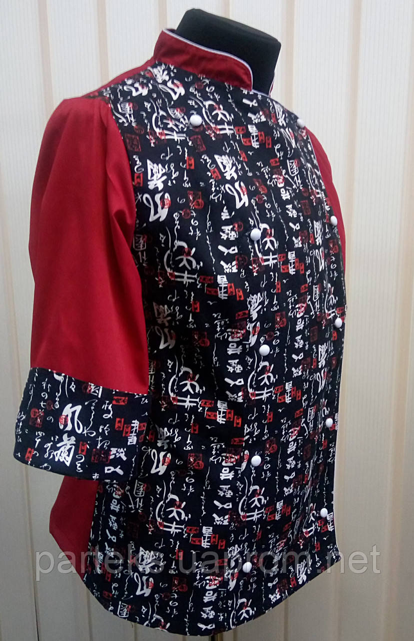 Костюм поварской Ригонто женский, красного цвета с принтом - фото 5 - id-p606023264