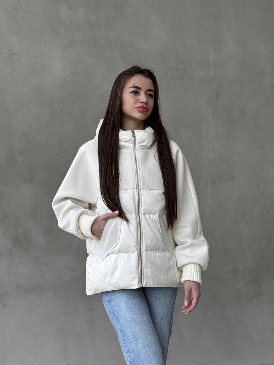 Модні жіночі куртки осінні від виробника 40-48 молоко, фото 1