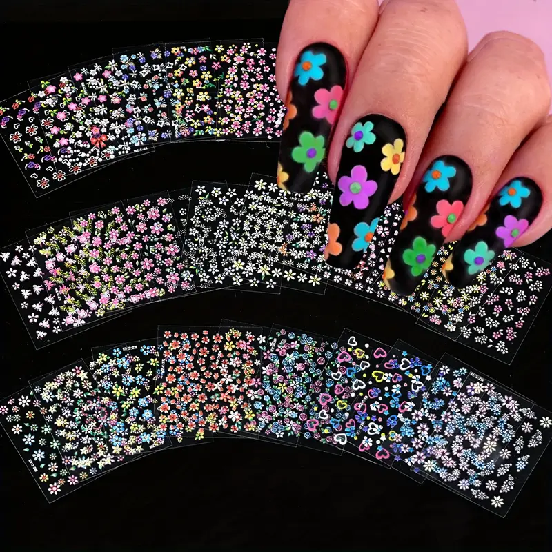 10шт Кольорові Наклейки для Нігтів з Флористичним Мотивом - фото 1 - id-p2705571154