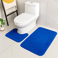 Набір 3D килимків у ванну кімнату з гумовим покриттям, 2шт "Геометрія", Синій