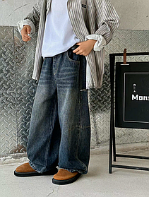 Вільні джинси багі на дівчинку на хлопчика в темно-синьому кольорі