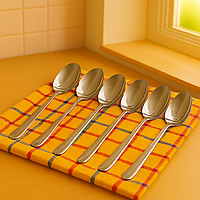 Набір столових ложок для сервірування 6 штук комплект з нержавіючої сталі набір ложок Срібло 20.5 см