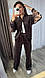 Жіночий прогулянковий костюм: Кольори: чорний, шоколадний; Розміри 54-56,58-60, фото 2
