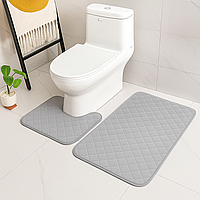 Набір 3D килимків у ванну кімнату з гумовим покриттям, 2шт "Геометрія", Сірий