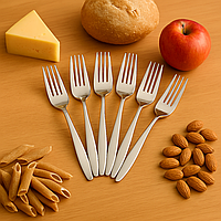 Набір столових виделок 6 штук виделки кухонні з нержавіючої сталі, столовий набір для кухні Срібло 20 см