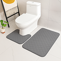Набір 3D килимків у ванну кімнату з гумовим покриттям, 2шт "Геометрія", Темно-сірий