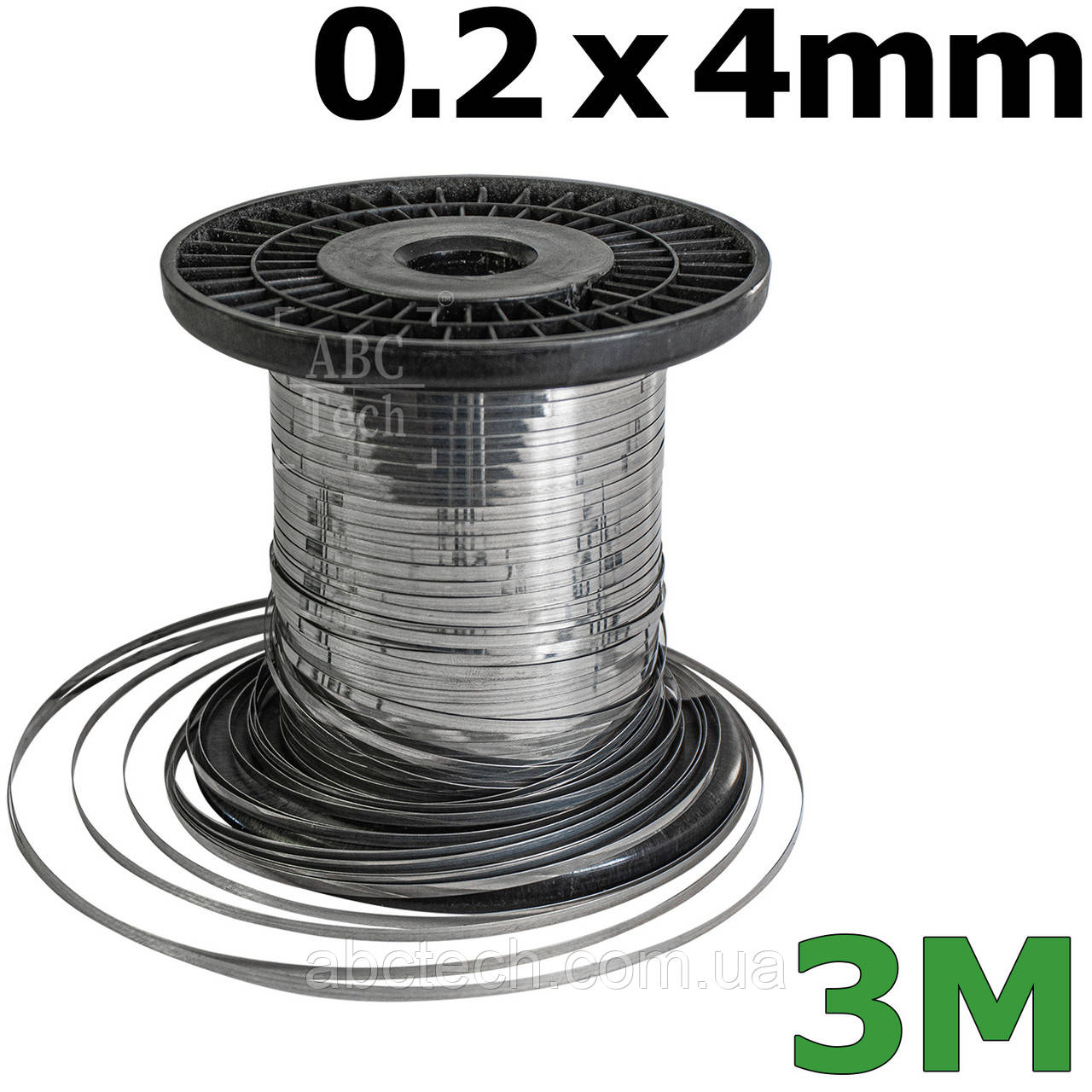 Ніхромова нагрівальна шина 0.2х4мм Моток 3 метри Плоский нікельхром Стрічка нікельхром x20h80, фото 1