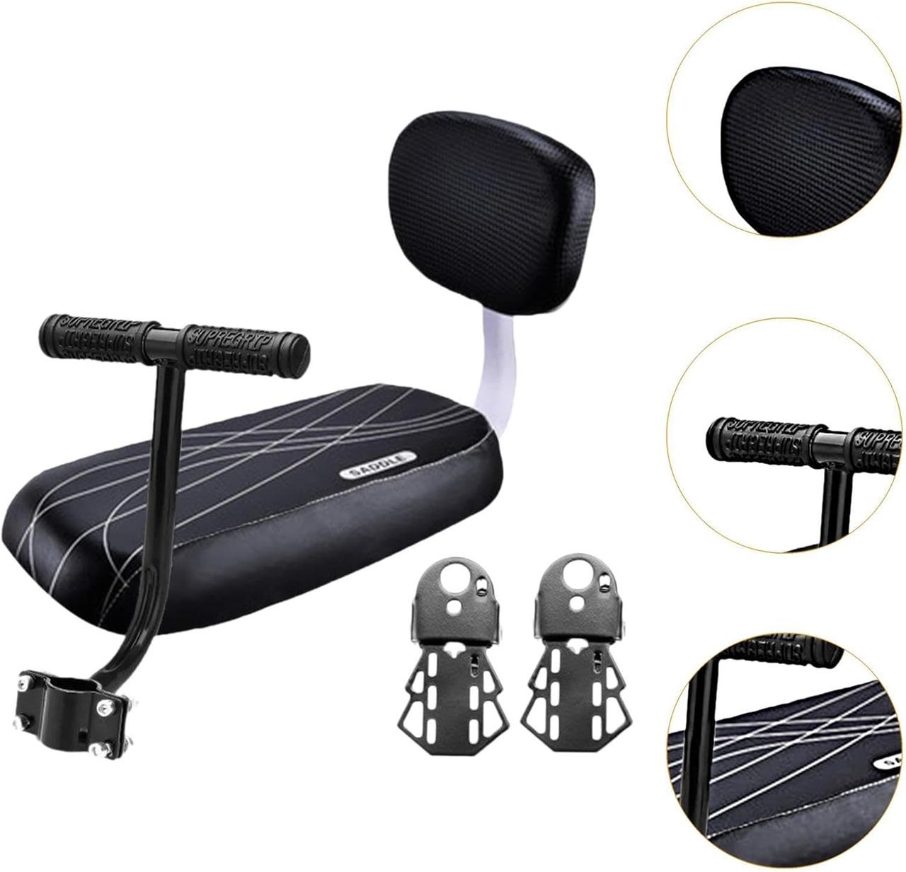 Дитяче сидіння на багажник велосипеда чорне зі спинкою з ручкою та підставками для ніг Saddle, фото 1