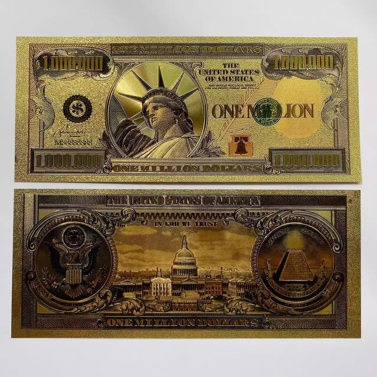 Золота колекційна банкнота 1 мільйон (ONE MILLION) доларів США (золота фольга), фото 1