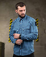 Літня тактична сорочка клітинка sea ПП4761