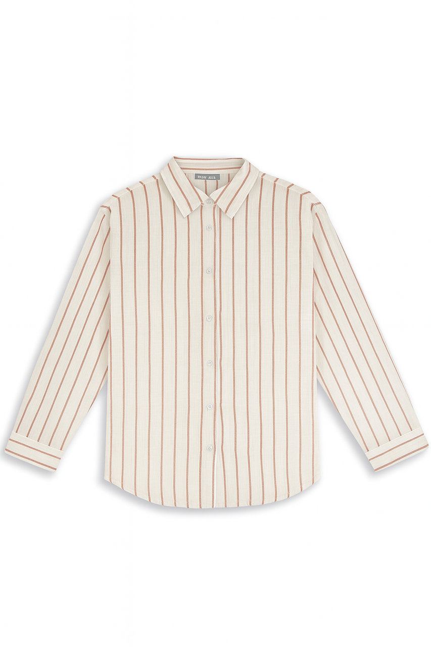 Жіноча сорочка в смужку Miss Brown бежева, фото 1