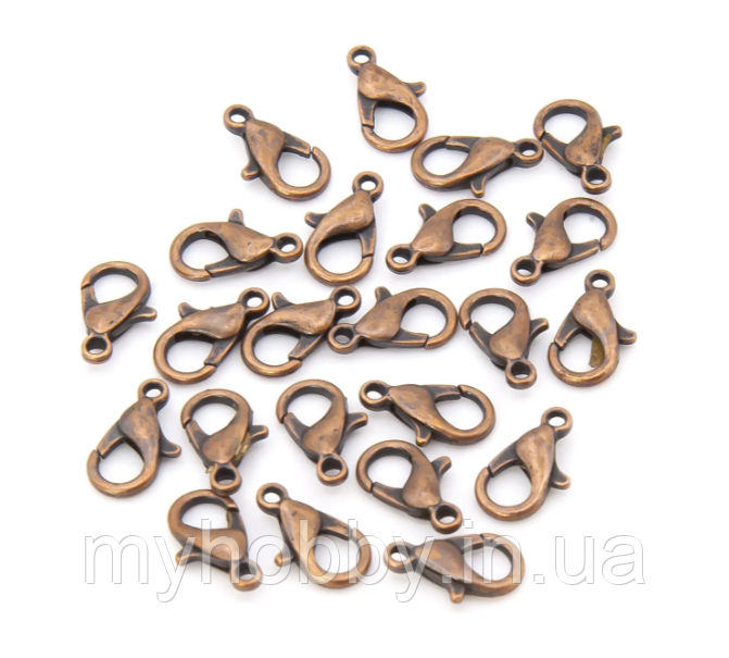 Карабіни 12мм колір мідний -5шт, фото 1